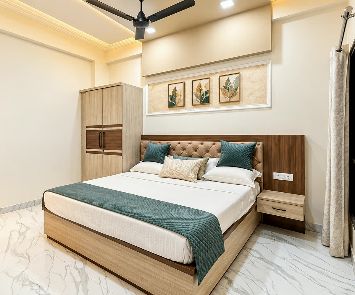 Bright bedroom interior experienced by Baghban Greens residents